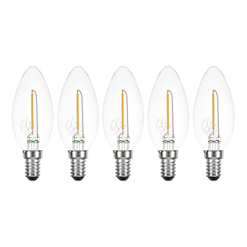 NCC-Licht 5 x LED Filament Kerze 1W fast wie 15W klar E14 100lm Glühlampe Fadenglühbirne warmweiß 2700K von NCC-Licht