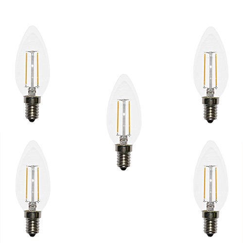 NCC-Licht 5 x LED Filament Kerze 2W wie 25W klar E14 230lm Glühlampe Glühbirne warmweiß 2700K von NCC-Licht