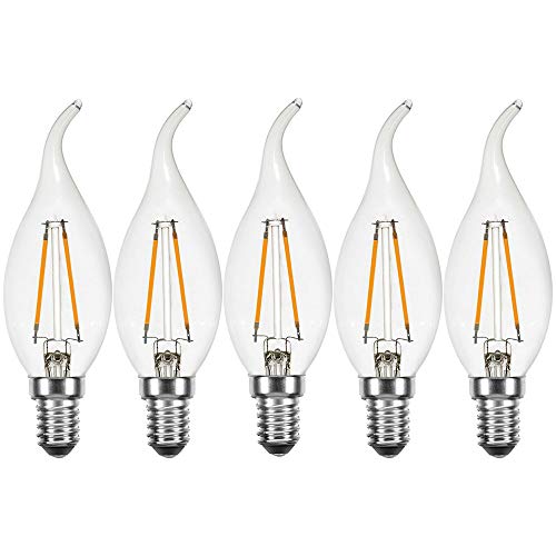 NCC-Licht 5 x LED Filament Kerze Windstoß 2W wie 25W klar E14 220lm Glühlampe Glühbirne warmweiß 2700K Windstoßkerzen NCC-Licht 5 x LED Filament Kerze Windstoß 2W wie 25W klar E14 220lm Glühlampe Glühbirne warmweiß 2700K Windstoßkerzen von NCC-Licht