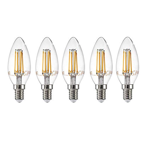 NCC-Licht 5 x LED Filament Leuchtmittel Kerze 4W fast 40W E14 klar warmweiß 2700K (4 Watt klar, 5 Stück) von NCC-Licht