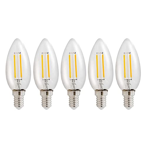 NCC-Licht 5er Pack LED Leuchtmittel in Kerzenform klar mit E14 Sockel 1 Watt 110 Lumen Warmweiß 2700K von NCC-Licht