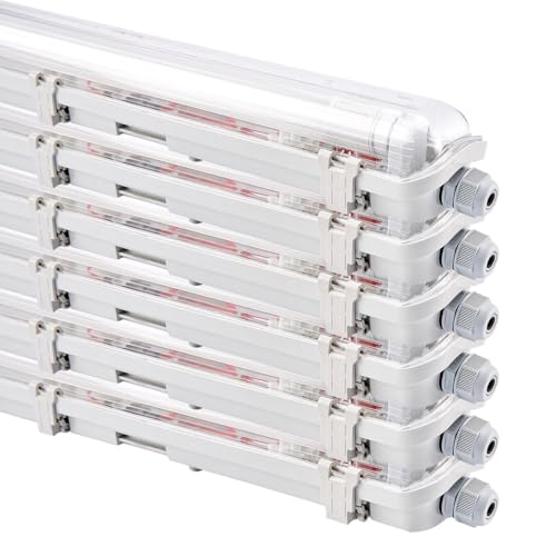 NCC-Licht 6 x LED Feuchtraumleuchte Eco Wannenleuchte 120cm 1 x 18W T8 Röhre 1800lm Neutralweiß 4000K IP65 von NCC-Licht