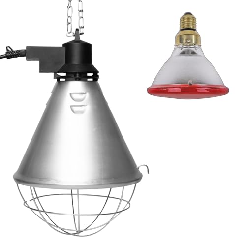NCC-Licht Aufzuchtleuchte Wärmelampe Wärmestrahler Infrarot Rotlicht PAR38 150W Rot für Tiere Hühner Ferkel Schutzkorb 5m Kabel & Stecker von NCC-Licht