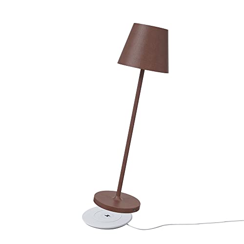 NCC-Licht LED Akku Tischleuchte Corten IP54 Indoor & Outdoor 2,2 Watt 190 Lumen Warmweiß 2700K mit induktiver Ladestation und Touch-Dimmer von NCC-Licht