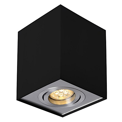 NCC-Licht LED Deckenleuchte Aufbauleuchte Deckenspot Downlight Eckig 6,5W GU10 6500K kaltweiß Tageslicht Aluminium schwarz schwenkbar von NCC-Licht