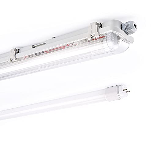 NCC-Licht LED Feuchtraumleuchte Eco Wannenleuchte 120cm 1 x 18W T8 Röhre 1800lm Neutralweiß 4000K IP65 von NCC-Licht