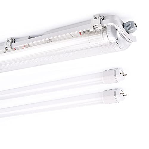 NCC-Licht LED Feuchtraumleuchte Eco Wannenleuchte 150cm 2 x 22W T8 Röhre 4400lm Neutralweiß 4000K IP65 von NCC-Licht