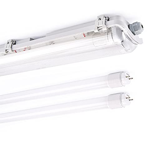 NCC-Licht LED Feuchtraumleuchte Eco Wannenleuchte 60cm 2 x 9W T8 Röhre 1800lm Neutralweiß 4000K IP65 von NCC-Licht