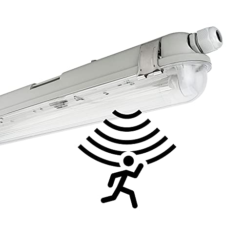 NCC-Licht LED Feuchtraumleuchte Wannenleuchte 120cm 1 x 18W T8 Röhre 840 Neutralweiß 4000K IP65 mit Sensor von NCC-Licht