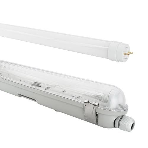 NCC-Licht LED Feuchtraumleuchte Wannenleuchte 120cm IP65 1 x 18W T8 4000K Neutralweiß durchgangsverdrahtet, Deckenlampe für Keller Werkstatt Garage mit Sensor von NCC-Licht