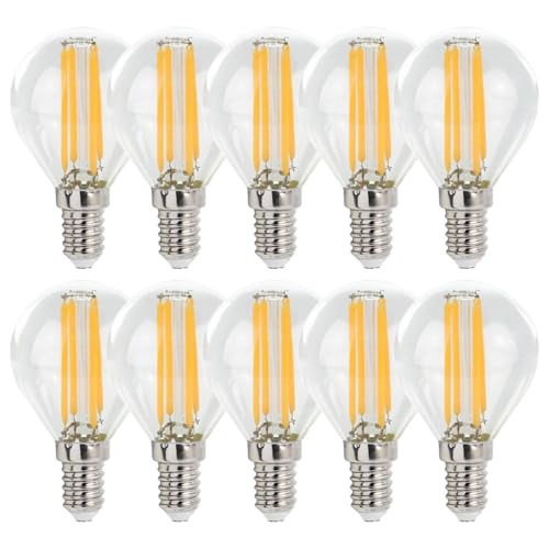 NCC-Licht LED Filament Leuchtmittel P45 Tropfen 6W E14 klar 900lm 840 Neutralweiß 4000K (10 Stück) von NCC-Licht
