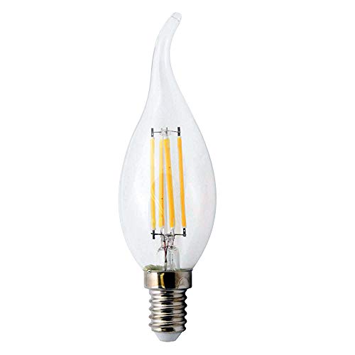 NCC-Licht LED Filament Leuchtmittel Windstoß Kerze 4W fast 40W E14 klar warmweiß 2700K (4 Watt Windstoß, 1 Stück) von NCC-Licht