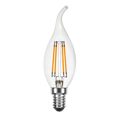 NCC-Licht LED Filament Windstoß Kerze 4W = 40W E14 klar Glühlampe Glühbirne extra warmweiß 2200K von NCC-Licht