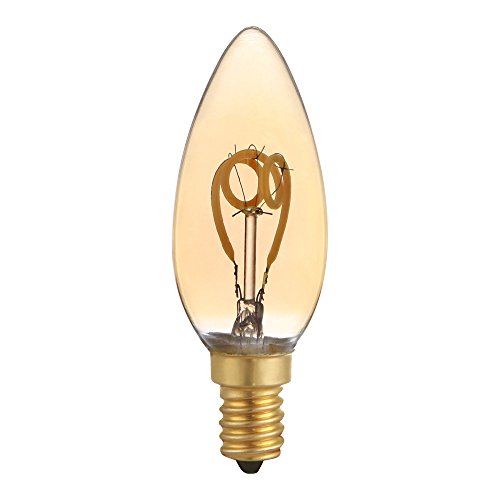 NCC-Licht LED Spiral Filament Rustika Leuchtmittel gold gelüstert extra warmweiß 1800K DIMMBAR -> Kerze 3 Watt von NCC-Licht