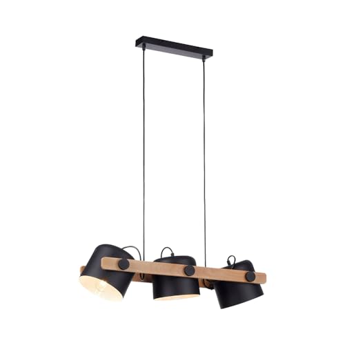 NCC-Licht Pendelleuchte Cup Schwarz/Holz max. 3 x 60W E27 ohne Leuchtmittel schwenkbar kürzbar von NCC-Licht