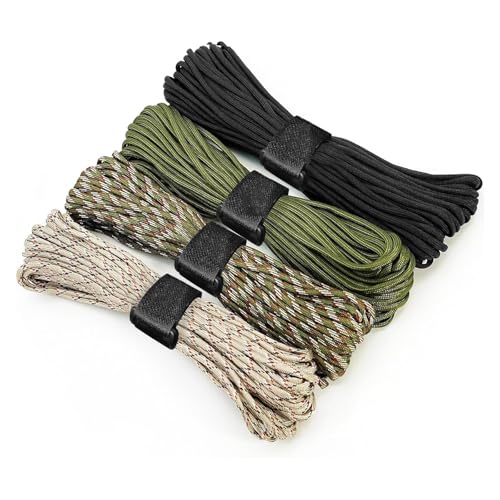 NCCHDZSW Paracord Set Nylonseil 4 Stück 10 m Paracord 4mm Reepschnur 7 Kern-Strängen Reißfeste Schnur Hält Bis zu 250 kg Seil 4mm für Survival Outdoor Camping DIY Armbänder Hundeleine von NCCHDZSW