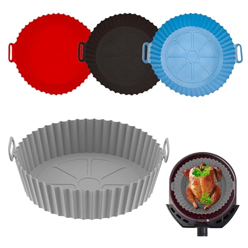 NCCHDZSW Silikonform für Heißluftfritteuse 4 Pcs Airfryer Silikonform 20cm Wiederverwendbar Multifunktionale Rund Universal Heissluftfritteuse Zubehör Airfryer Zubehör für Air Fryer Ofen Mikrowelle von NCCHDZSW
