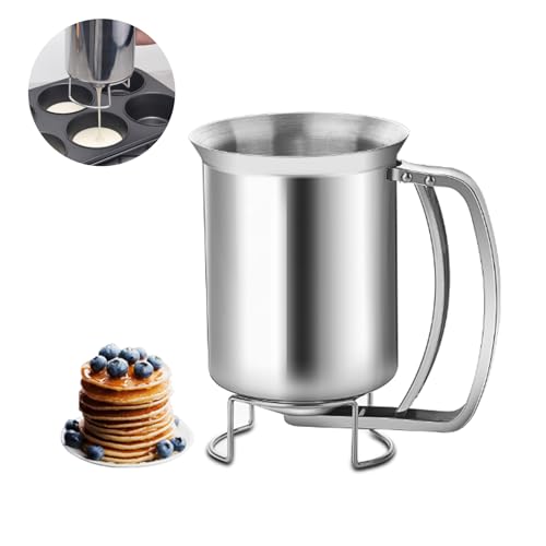 NCCHDZSW Teigportionierer 900 ml Edelstahl Teigspender Pancake Portionierer mit Ständer Pfannkuchenteigspender Portionierer Kuchen Teigspender für Muffins Manuell Kunststoff Teigdosierer Teig Spender von NCCHDZSW