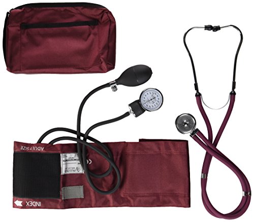 NCD Medical/Prestige Medical Set mit Aneroid-Manometer und Doppelkopf-Stethoskop, Burgunder von Prestige Medical