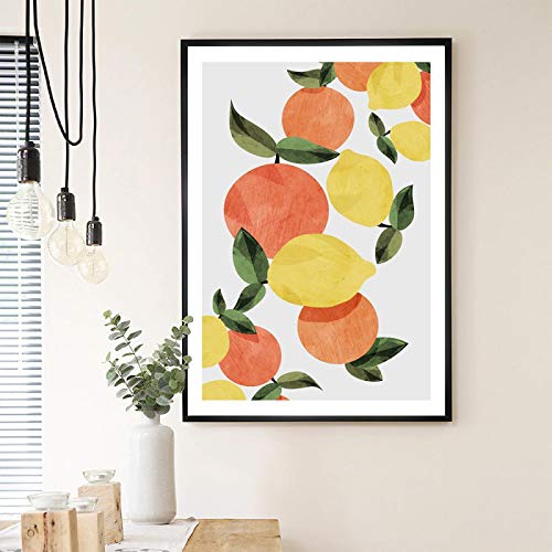 Leinwand Wandkunst Aquarell Obst Orangen Zitronen Poster und Drucke Dekor Bild für Küche Nordic Wohnkultur 50x70cm Rahmenlos von NCHEOI