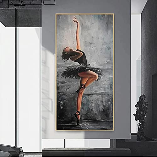 NCHEOI Schöne Ballerina Portrait Malerei Leinwand Tänzerin Poster und Drucke Wandkunst Bild für Wohnzimmer 40x60cm Rahmenlos von NCHEOI