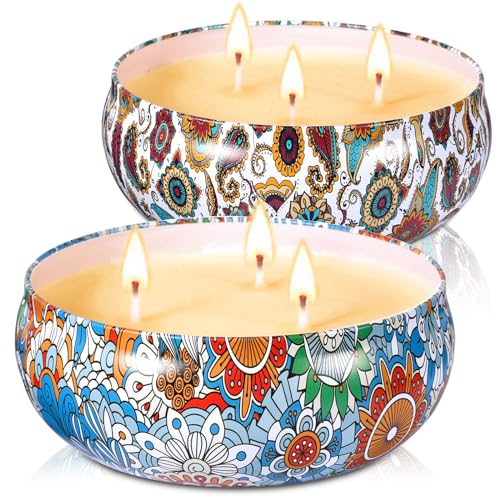 NCKIHRKK Citronella Outdoor Kerzen, 2 x 70Stdn Zitronella Duftkerze Groß, 3 Docht Natürliche Sojawachs Kerzen für Outdoor Indoor Garten Camping Picknick Pool Terrasse Reisen Sommergeschenk von NCKIHRKK