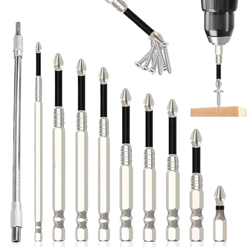 10 Stück Precision Screwdriver Set, High-Magnetic Screwdriver Drill Bit Set mit Hochmagnetischer Verlängerungsstange Anti-Rutsch Schraubendrehersatz für Elektrobohrer (25 50 65 70 75 90 100 120 150 mm von NCOALE
