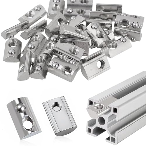 60 Stück Nutensteine M6, Gleitmutter mit Zentrierung Kugel M6 Nutsteine Set Kohlenstoffstahl für Aluprofil 30x30 Extrusionsschlitz von NCOALE