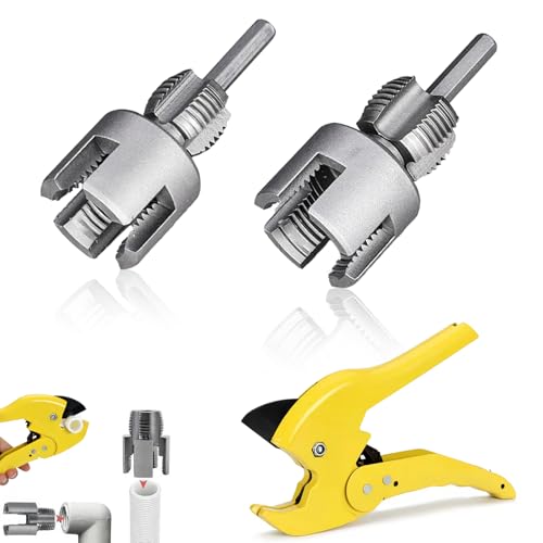 Rohrgewindeschneider Set, Rohrgewindeschneidwerkzeug 1/2" und 3/4" mit Rohrschneider Kunststoff Innen und Außen Außengewinde Schneiden für PVC/PPR-Rohre Kunststoffrohre von NCOALE
