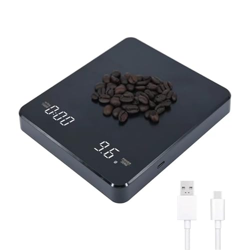 Kaffeewaage mit Timer,Digitale 0.3g-3kg Espressowaage mit Timer,Wiederaufladbare digitale Kaffeewaage, Küchenwaage mit Bildschirm und Silikonpad, misst in oz/ml/g für Pour Over Kaffee Küchenwaage von NCONCO