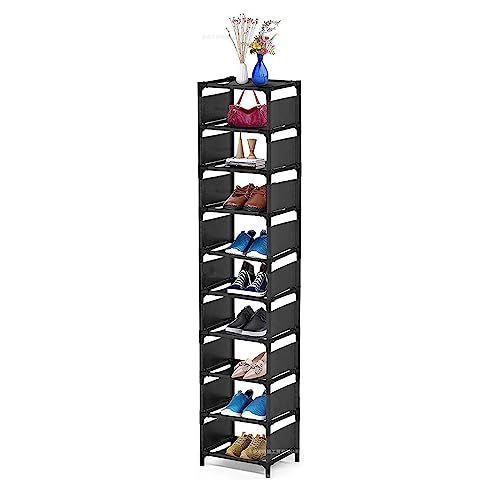 Schuhregal mit 10 Ebenen, vertikales schmales Schuhregal, Metall-Aufbewahrungsregal, platzsparender Schuhaufbewahrungs-Organizer, stapelbares Schuhregal für Eingangsbereich, Flur, Schrank, Wohnzimmer, von NCONCO