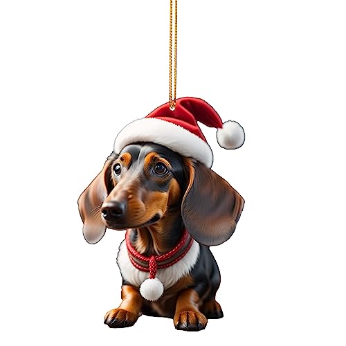 Dackel Deko Acryl Weihnachtsschmuck Dackel Weihnachtsdeko Christmas Decorations Hund Weihnachten Baumschmuck Weihnachtsdekoration für Zuhause und Auto Lustige Weihnachtskugeln Weihnachtsdackel von NCQiFei