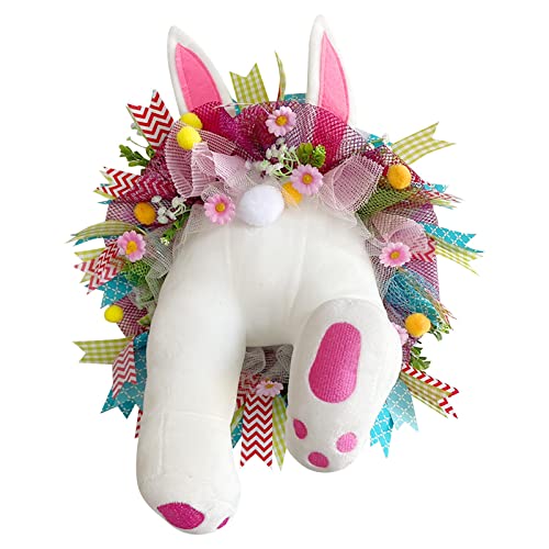 Ostertür Dekorationen Hasen Hintern und Ohren Kranz, Osterkranz Osterei Dekorative Künstliche Blumen Kränze Girlande Wandkranz Türkranz Osterdeko für Hochzeit Tür Wand Fenster Deko (E, One Size) (L) von NCQiFei