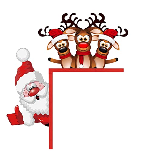 Weihnachten Türrahmen Dekorationen, Weihnachtsdeko Weihnachtsmann Deko, Weihnachtsdeko Purzelnde Elche, Weihnachtsmann für Türrahmen Deko Holz Weihnachten Türrahmen Ornament Für Home (5-C, One Size) von NCQiFei