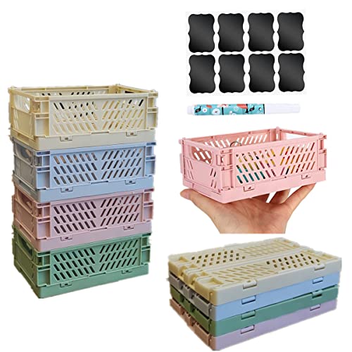 NCRGB 4 Stück Klappkiste Aufbewahrungskorb(15×10×5.8cm) Klein Stapelbar Klappbox Klappkisten Körbe Aufbewahrungskiste Korb Aufbewahrung,Storage Boxes,Klappkorb für Küche Schlafzimmer von NCRGB