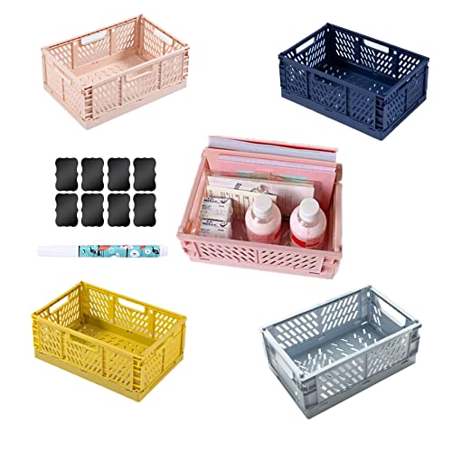 NCRGB 4 Stück Klappkiste Aufbewahrungskorb(22×14.8×7.8cm) Klein Stapelbar Klappbox Klappkisten Körbe Aufbewahrungskiste Korb Aufbewahrung,Storage Boxes,Klappkorb für Küche Schlafzimmer von NCRGB