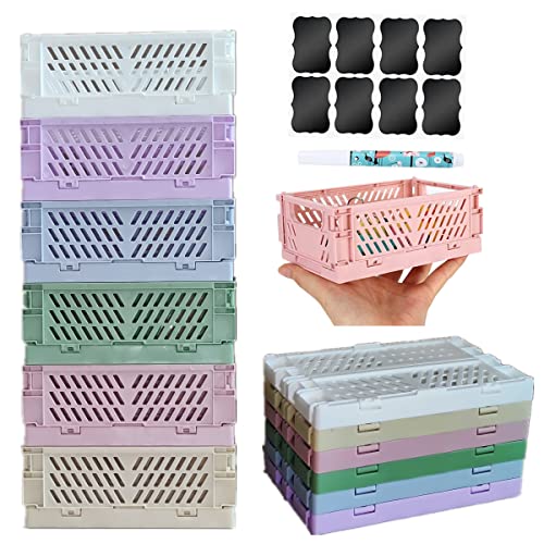 NCRGB 6 Stück Klappkiste Aufbewahrungskorb(15×10×5.8cm) Klein Stapelbar Klappbox Klappkisten Körbe Aufbewahrungskiste Korb Aufbewahrung,Storage Boxes,Klappkorb für Küche Schlafzimmer von NCRGB