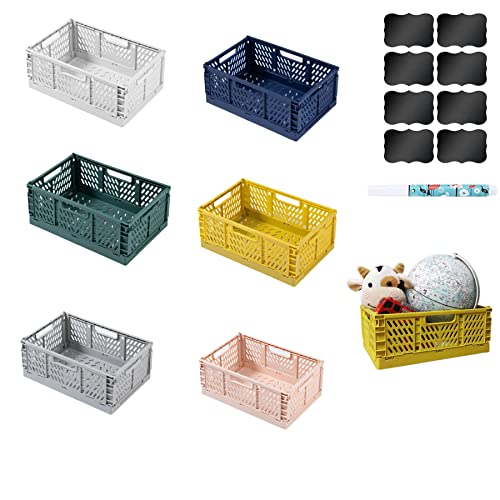 NCRGB 6 Stück Klappkiste Aufbewahrungskorb(22×14.8×7.8cm) Klein Stapelbar Klappbox Klappkisten Körbe Aufbewahrungskiste Korb Aufbewahrung,Storage Boxes,Klappkorb für Küche Schlafzimmer von NCRGB