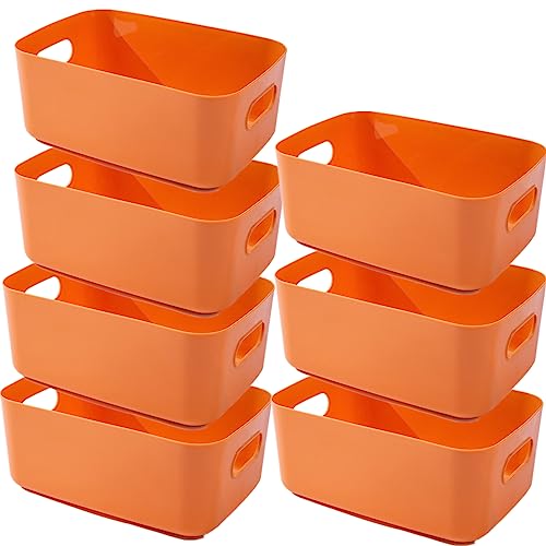 7 Aufbewahrungsbox Kunststoff Aufbewahrungskorb mit Griffen 20×14.7×7cm,Badezimmer Küchenschrank Organizer,Aufbewahrungskorb Aufbewahrungsbox Küche,Boxen Aufbewahrung für Küche,Bad,Spielzeug(Orange) von NCRGB