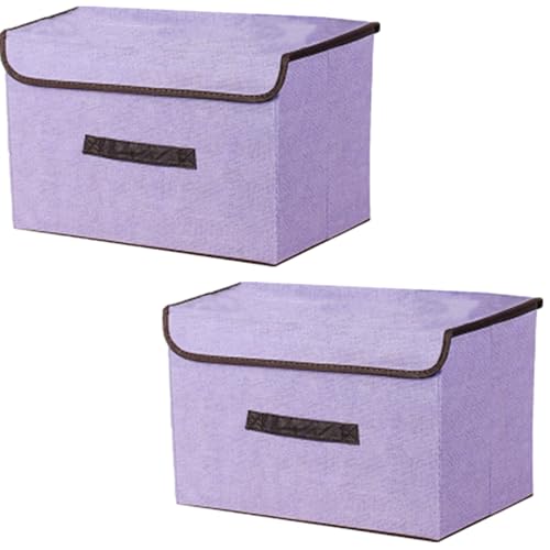 NCRGB 2 Stück Stoff Faltbare Aufbewahrungsboxen mit Deckel 36×23×24cm,Stoffaufbewahrungsbehälter mit Deckel,Kleiderschrank Organizer für Kleideraufbewahrung,Raumorganisation-Violett von NCRGB