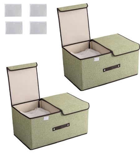 NCRGB 2 stück Große Stoff Faltbare Aufbewahrungsboxen mit Deckel und Fächern 36×25×16 cm,Grün Faltbare Stoffbox mit Griffenl,Kleiderschrank Organizer,Aufbewahrungsbox für Spielzeug NCRGB 2 stück Große Stoff Faltbare Aufbewahrungsboxen mit Deckel und Fächern 36×25×16 cm,Grün Faltbare Stoffbox mit Griffenl,Kleiderschrank Organizer,Aufbewahrungsbox für Spielzeug von NCRGB