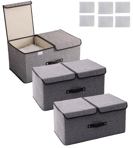 NCRGB 3 stück Große Stoff Faltbare Aufbewahrungsboxen mit Deckel und Fächern 36×25×16 cm,Grau Faltbare Stoffbox mit Griffenl,Kleiderschrank Organizer,Aufbewahrungsbox für Spielzeug NCRGB 3 stück Große Stoff Faltbare Aufbewahrungsboxen mit Deckel und Fächern 36×25×16 cm,Grau Faltbare Stoffbox mit Griffenl,Kleiderschrank Organizer,Aufbewahrungsbox für Spielzeug von NCRGB