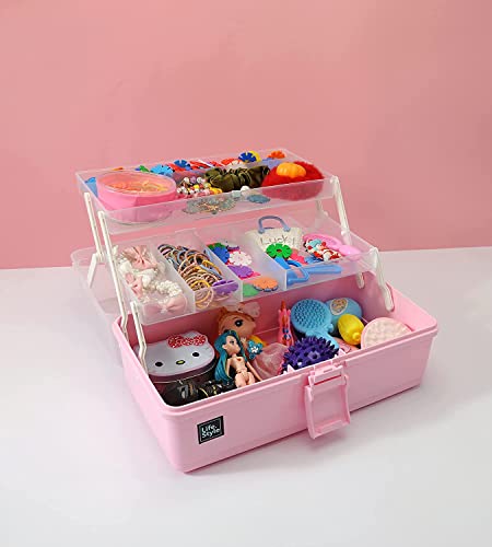 NCRGB 33x18x 17.5cm, Rosa Medikamenten Aufbewahrung,Hausapotheke Box,Boxen Aufbewahrung,Lego Aufbewahrungsboxen,Medizinbox 3 Ebene Medizinkoffer Erste Hilfe Koffer mit Tragegriff,Bastelbox von NCRGB