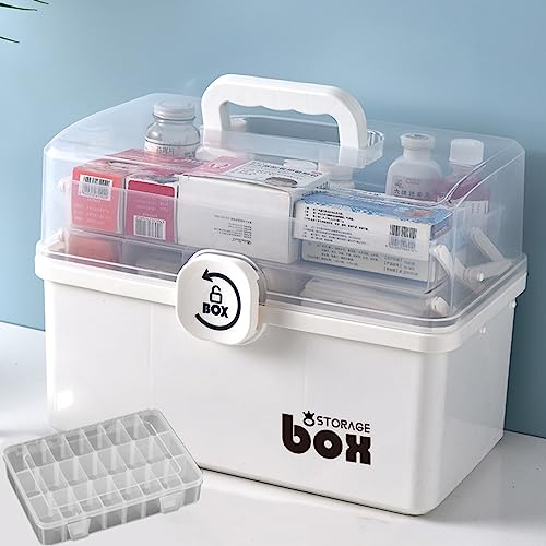 Medikamenten Organizer,3-stöckige Apothekerschrank Hausapotheke Medizinbox,Aufbewahrungsboxen mit Deckel Groß Box Abschließbar,Koffer Organizer Für Schlafzimmer,Büro,Außenbereich von NCRGB