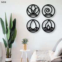Dekorative Vier Elemente Holz-Wandbehang 4 Der Erde, Wasser, Luft, Feuer Als Natur Wand Kunst Wohnkultur von NCSWOODART
