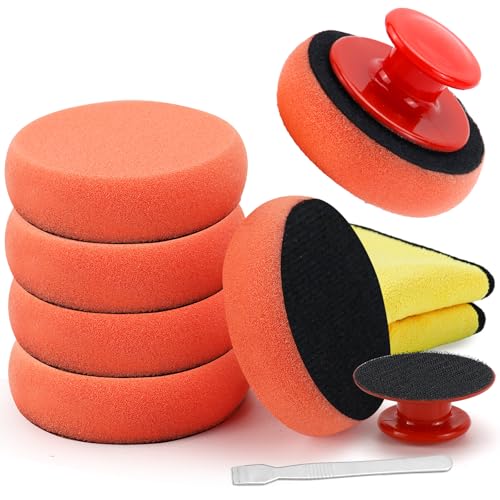 NCTNCX 8 STK Polierschwamm Auto Set handgemachtes Schwammset Polierset Auto Polierschwamm Polierschwämme Pads für Polieren Waschen, mit Handtuch zum Polieren Schaber (8) von NCTNCX