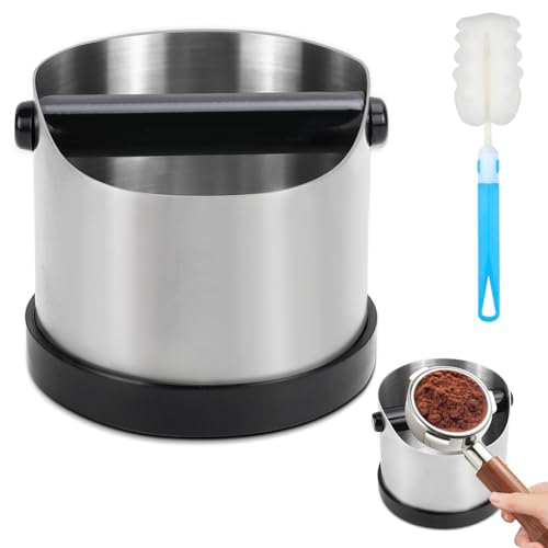 NCTNCX Abklopfbehälter für Siebträger, Kaffeesatz Abschlagbehälter, Kaffeesatzbehälter, Knock Box, Espresso-Klopfbox mit rutschfestem Boden (Edelstahl) von NCTNCX