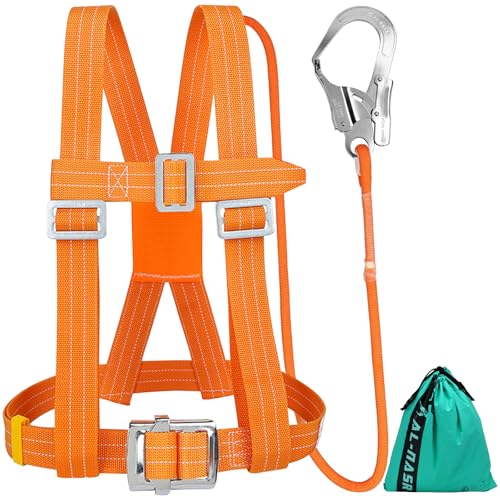 NCTNCX Absturzsicherung Sicherheitsgurt 1.6M Fallschutz Auffanggurt Set, Absturzsicherung Dachdecker, Auffanggurt Verstellbarer, Auffanggurt für Arbeiten in der Luft, Dachdecker von NCTNCX