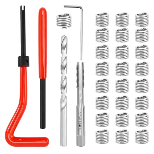 NCTNCX Gewindereparatursatz 30 stück, Gewinde Reparatur Set m6, Helicoil Set, Gewinde-Reparatur-Set für Auto Reparatur, die Reparatur beschädigter, heruntergefallener Innengewinde (30) von NCTNCX