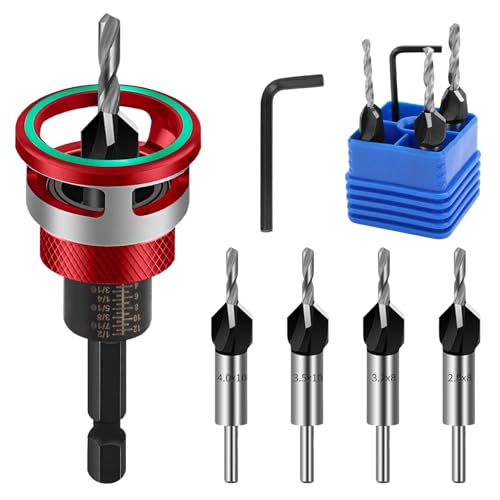 NCTNCX Kegelsenker Bohrer Set 6 StüCk 2.8mm,3.2mm,3.5mm,4mm Bohrsenker Holz Vorbohrer Mit Senker Holz Mit Tiefenanschlag Und Sechskantschaft FüR Heimwerken, Holzbearbeitung NCTNCX Kegelsenker Bohrer Set 6 StüCk 2.8mm,3.2mm,3.5mm,4mm Bohrsenker Holz Vorbohrer Mit Senker Holz Mit Tiefenanschlag Und Sechskantschaft FüR Heimwerken, Holzbearbeitung von NCTNCX